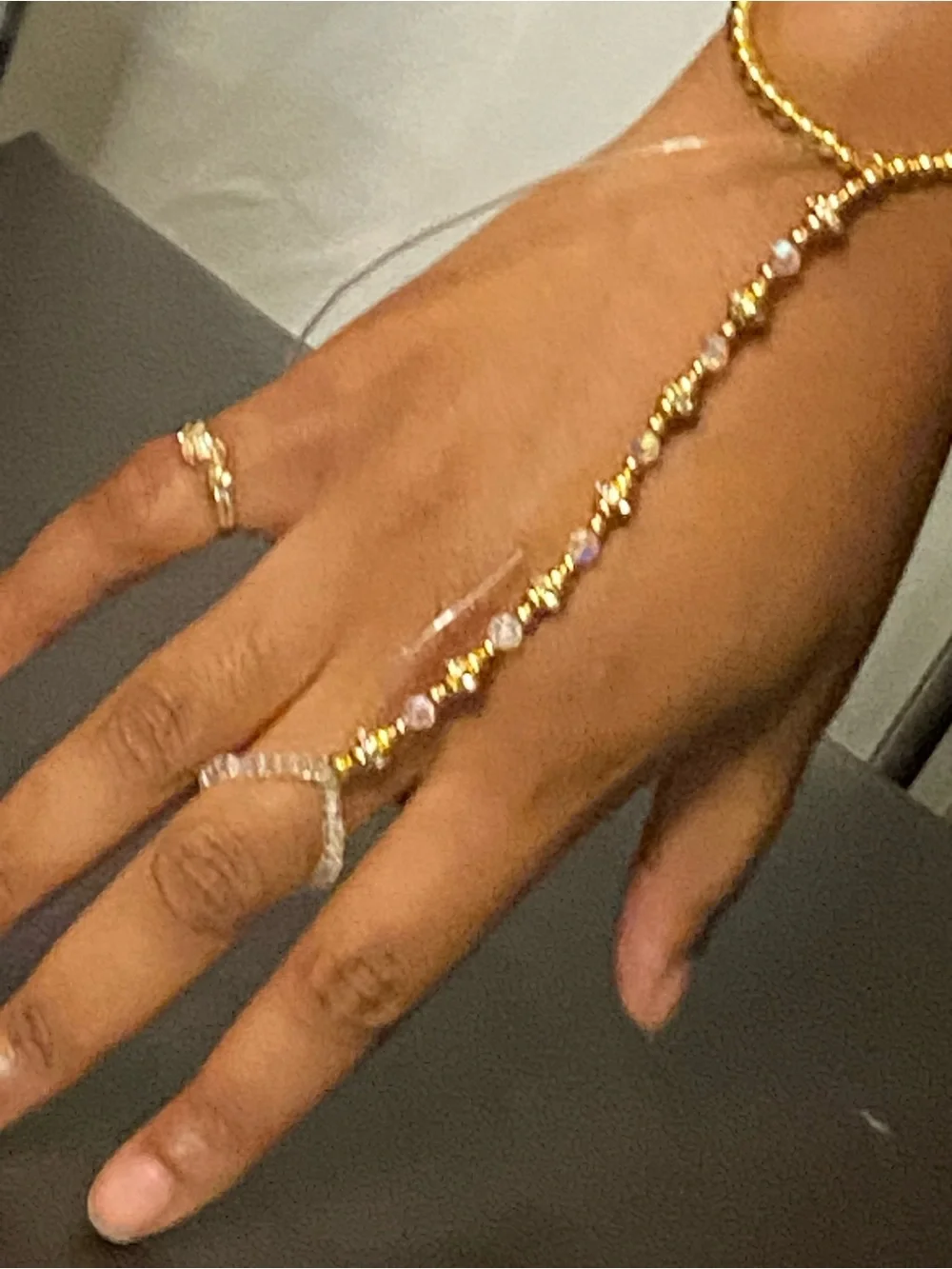 Gold and Crystal Hand Chain Bracelet - Elegant Women Jewelry